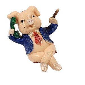 The Boss Pig In Suit on Phone Cigar Hard Plastic Mini Replacement READ DESCRIP